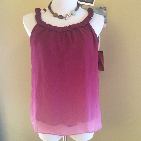 A pretty chiffon like top in Bordeaux color. NWT!