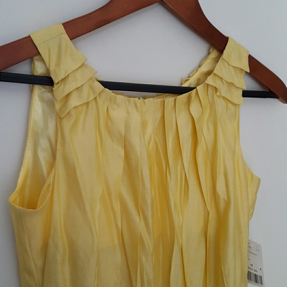 Yellow Ruffled/Darted Boat Neck Dress - Picture 2 of 3