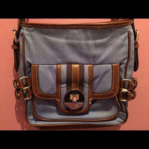 Chaps blue with leather brown strap cross body - Picture 2 of 3