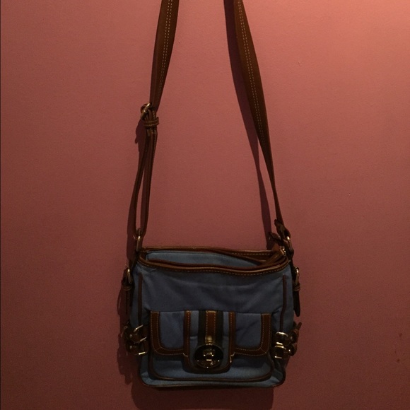 Chaps blue with leather brown strap cross body - Picture 3 of 3