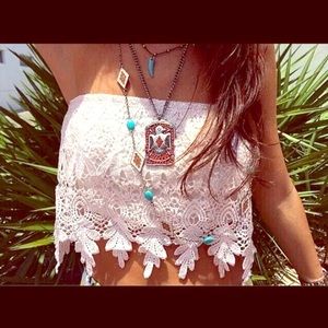 🌴SALE!🌴LF Paper Heart Crochet Lace Crop Top