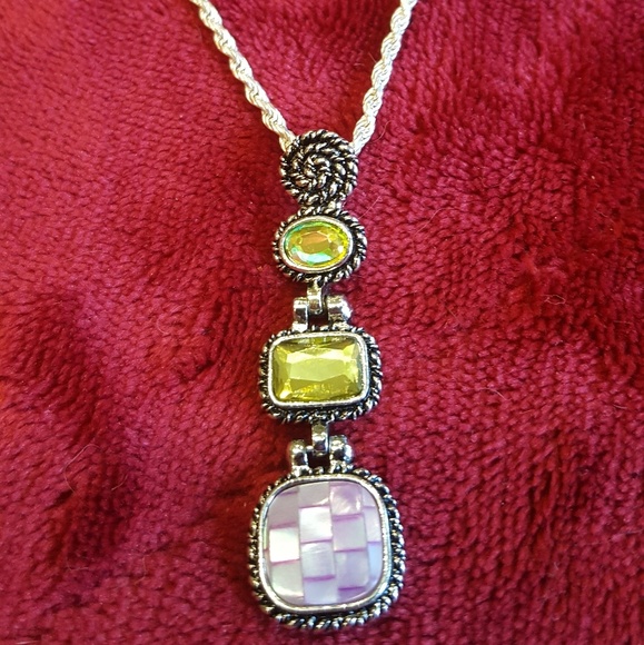 Lia sophia pendant purple and green stones - Picture 3 of 6