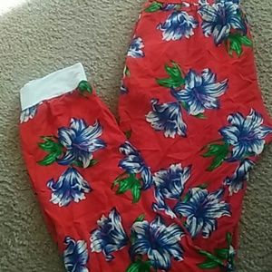 Orange floral joggers