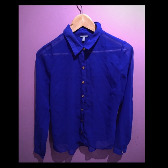 Charlotte Russe Tops - Sheer blue collar top