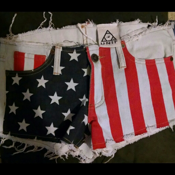 Unif Denim American Flag Shorts