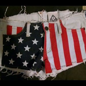 Unif Denim American Flag Shorts