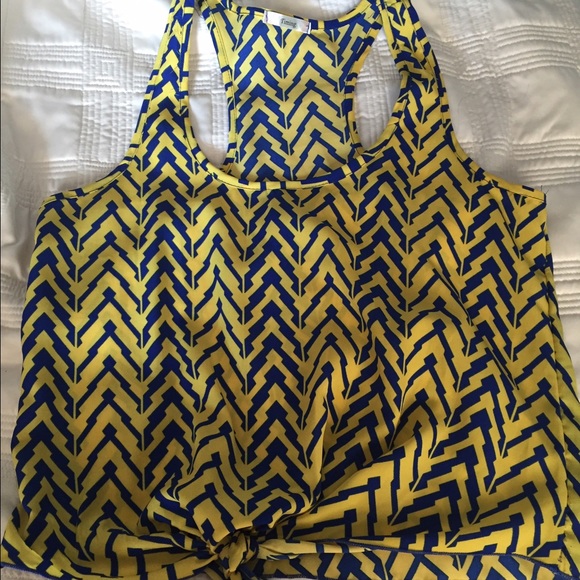 Yellow navy blue summer shirt - Picture 1 of 3