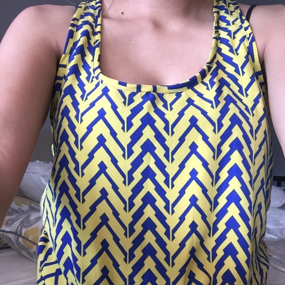 Yellow navy blue summer shirt - Picture 2 of 3
