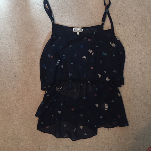 Tiered navy blue tank