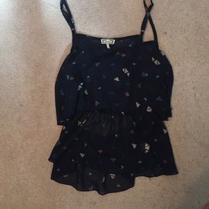 Tiered navy blue tank