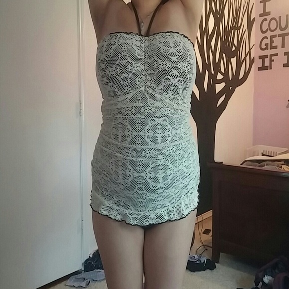 one piece brown bathing suit