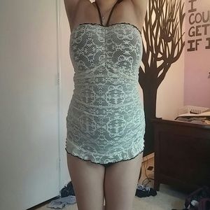 one piece brown bathing suit