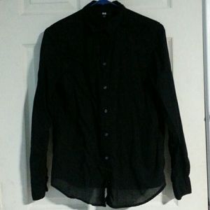 UNIQLO Sheer Black Long Sleeve Collared Shirt