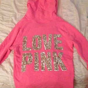 PINK sequin zip-up hoodie