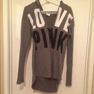 Grey oversized LOVE PINK hoodie