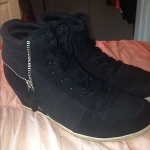 Black Wedge Sneakers