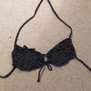 Black and white polka dot bikini top
