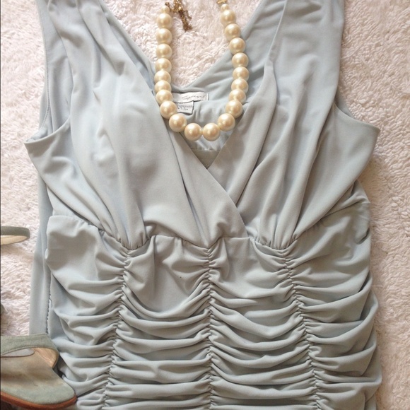 Spiegel Tops - Spiegel Ice Blue Ruched Top