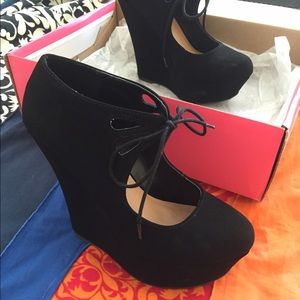 Charlotte Russe "Kaylie" black wedge booties