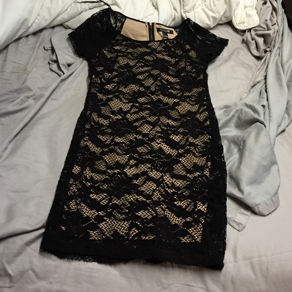 Black and nude "lace" bodycon dress