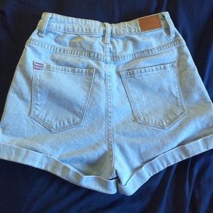 High waisted denim shorts.