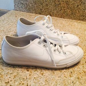 White leather Nike's