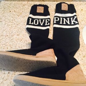 Pink muk luks sweater boots