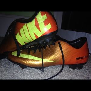 Nike red/orange/gold mercurial cleats