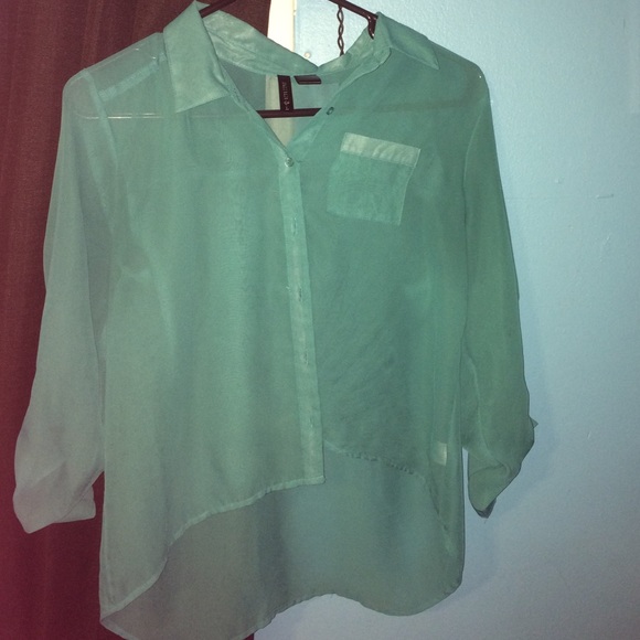 Teal Full Tilt Sheer Button Up