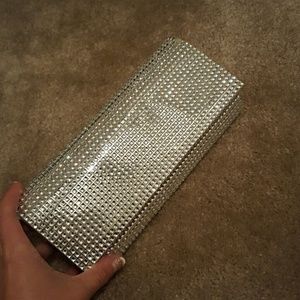 Silver clutch wedding bling
