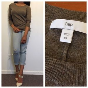 Gray Gap L/S Knit Sweater Top Sz XS