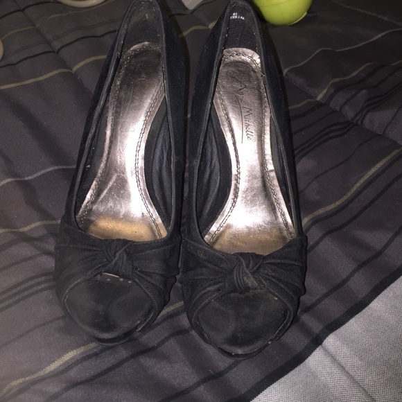 Black suede heels