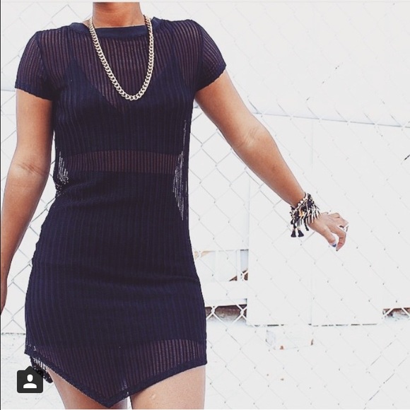 Sheer mesh bathing suit coverup