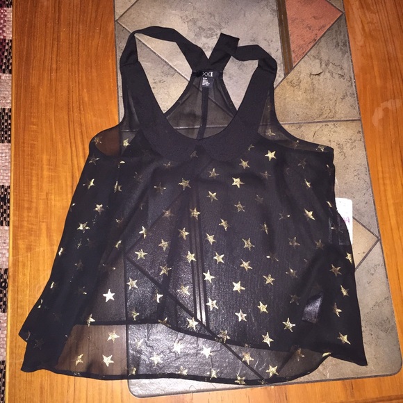 Forever 21 shear top with gold stars Small