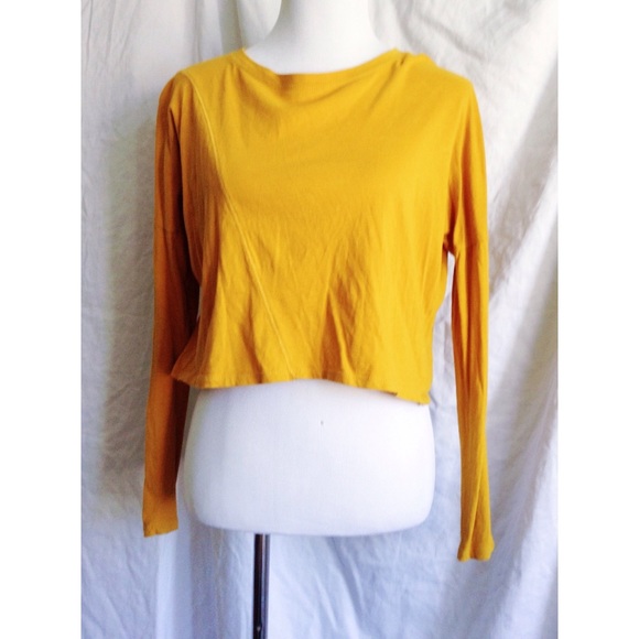 🌿💥HP💥ZARA mustard yellow long sleeve Croptop - Picture 2 of 3