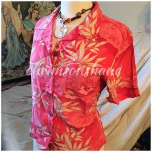 🌸 Pretty Pink Tropical Top