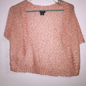 Peach sequin cardigan