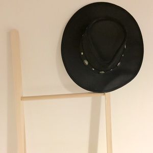 Free People Genuine Black Leather Hat