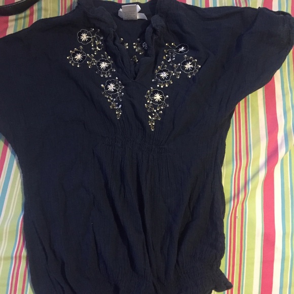 Navy blue peasant top
