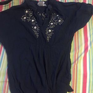 Navy blue peasant top