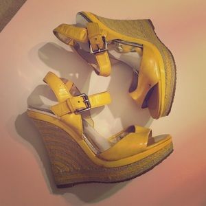 Michael kors yellow wedges