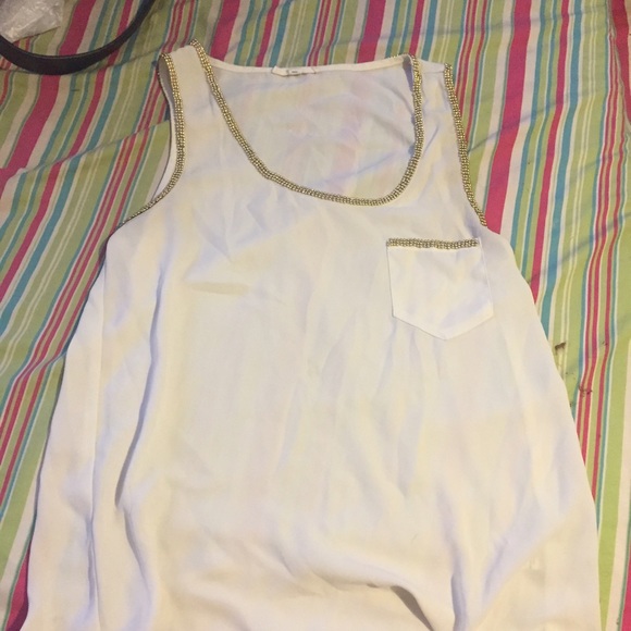 White sheer gold enhancements top