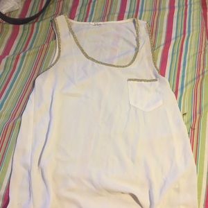 White sheer gold enhancements top