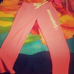 abercrombie kids pink  tight fit sweatpants