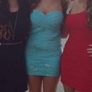 Blue short bodycon homecoming dress