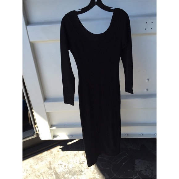Calf length long sleeve fitted dress