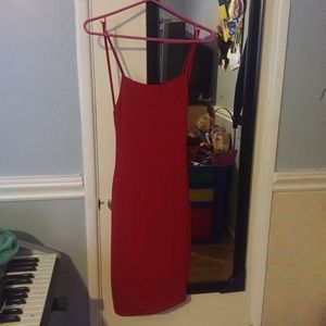 Sexy red backless high neck dress