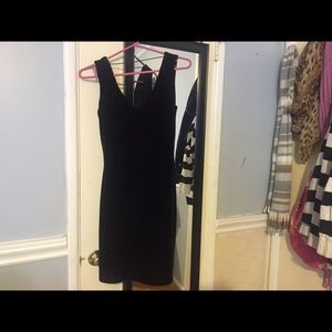 Sexy black velvet v neck dress