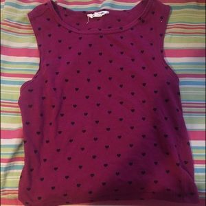 Map to Mars wine colored crop top w heart accents