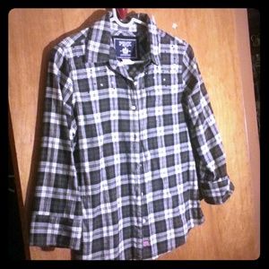 Plaid button up shirt by Pink
